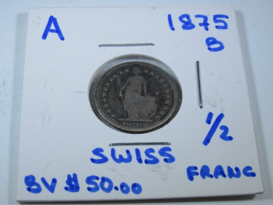 1875-B Swiss 1/2 Silver Franc