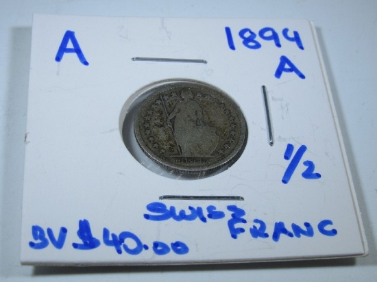 1894-A Swiss 1/2 Silver Franc