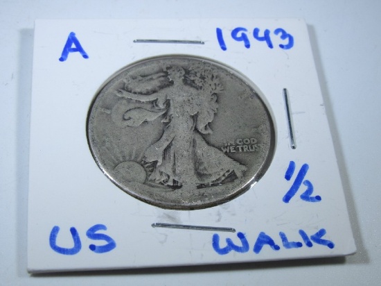 1943 US Walking Liberty Silver Half-Dollar