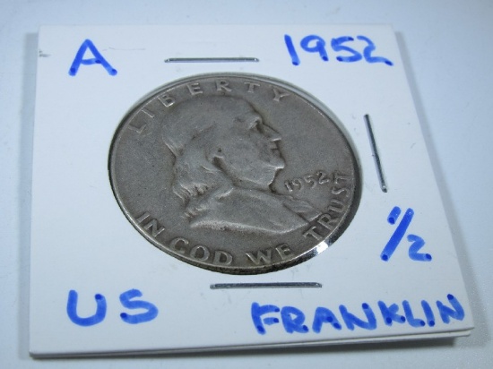 1952 Silver US Franklin/Liberty Bell Half Dollar
