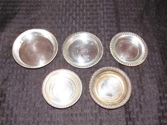5 Small Sterling Dishes Twist/Bead Trim
