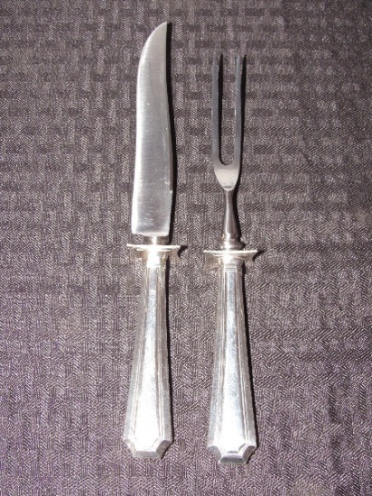 Sterling Handle/Stainless Blade Meat Knife & Fork