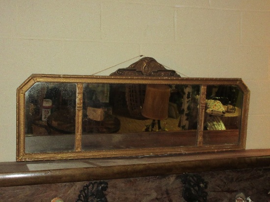 Refined Depression Era Gilt Gesso Triple Frame Wall Décor Mirror Relief