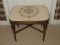 Federal Sheraton Style Mahogany Vanity Stool Bench Upholstered Seat Reed Tapered Legs