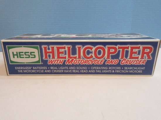 Collectors 2001 Hess Holiday Toy Helicopter w/ Motorcycle & Cruiser in Original Box