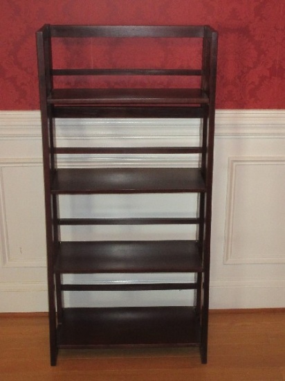 Contemporary Modern Cherry Finish Folding Slant Design Bookcase