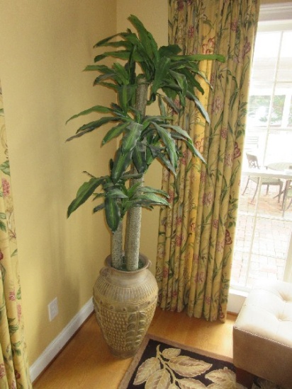 6ft Artificial Dracaena Fragrans Aka Corn Plant in Ceramic Spanish Style 26" Vessel Pot