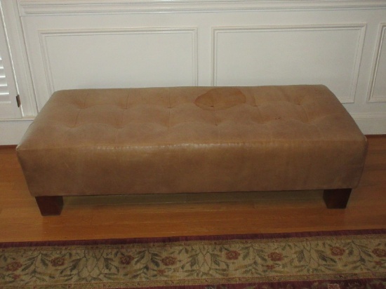 Kincaid Furniture Co. Leather Tufted Rectangular Bench Transitional Modern Design