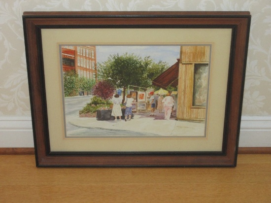 Art Street Vendor Original Watercolor Artist Signed Lower Right Illegible