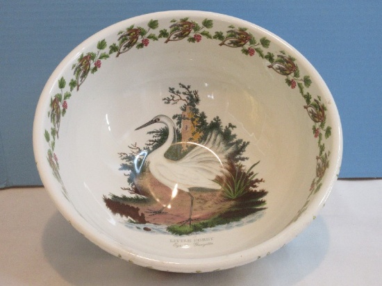Portmeirion China Birds of Britain Collection "Little Egret" Acorn & Leaf Trim 11 1/4" Salad Bowl
