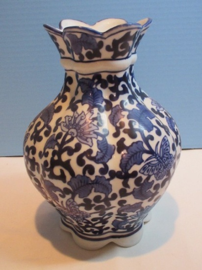 Semi-Porcelain China Blue Exclusive Seymour Mann Collection Chinoiserie Style Vase
