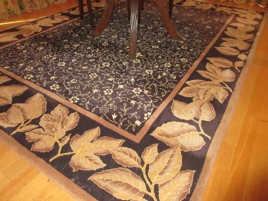 Capel Inc. Area Rug Silk Leaf Style #2233 Black/Taupe Color 88% Wool/12% Silk Pile