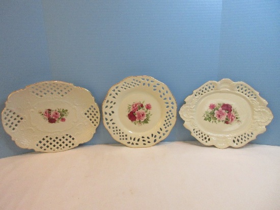 3 Baum Brothers Victorian Rose Pattern Formalities Collection 10 1/4" Pierced Edge Plate