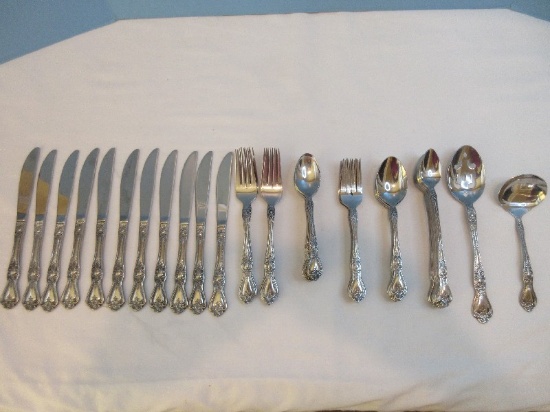 50 Pieces - Stanley Roberts Rogers Co. Precious Rose Pattern Glossy Finish Stainless Flatware