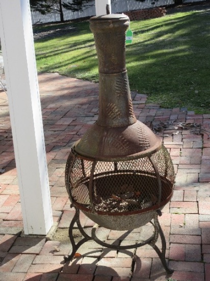 Large Cast Iron 58" H Chimenea/Chiminea Free Standing Patio Fireplace Bulbous Body