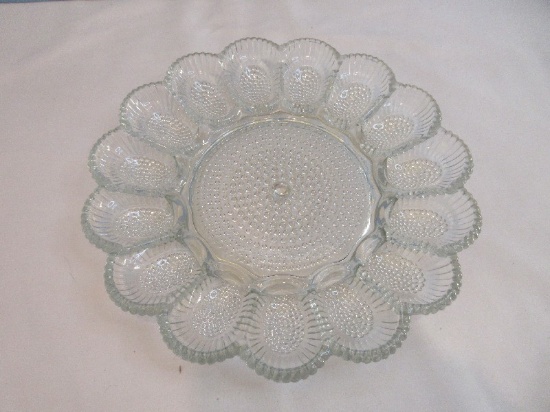 Indiana Glass Crystal Happenings Hobnail Pattern 11 1/4" Round 15 Egg & Relish Tray