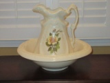 Victorian Era Style Ceramic Wash Basin Bowl & 13