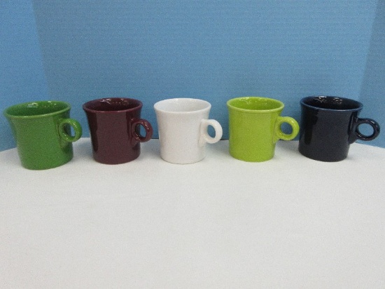 Collection - 5 Fiesta Mugs 3 1/2" H Loop Handles Various Colors