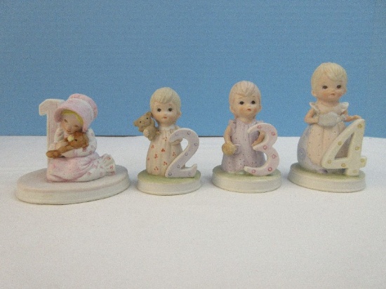 Set - 4 Lefton China The Christopher Collection Birthday Girls Series Figurines Collectible