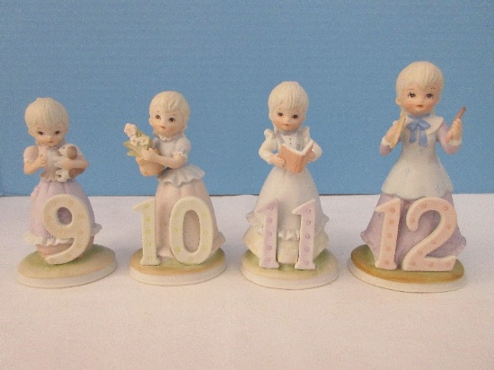 Set - 4 Lefton China The Christopher Collection Birthday Girls Series Figurines Collectible