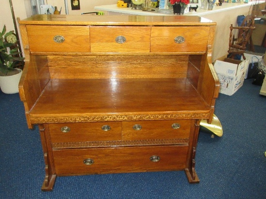 Unique One of A Kind Woodworker Oak Piano Converted Desk