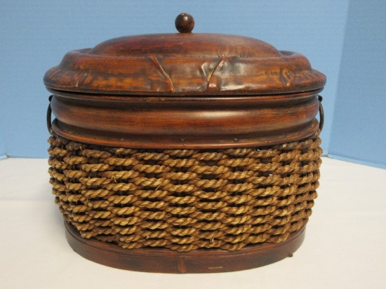 European Old World Stylized Oblong Keepsake/Storage Box Antiqued Bronze Tin Lid