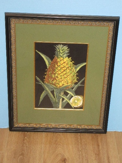 Botanical Pineapple Ink & Water Color Original Fine Artwork Elegant Relief