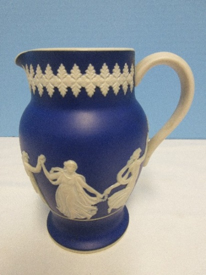 Vintage Dudson Hanley Jasperware Cream Color on Cobalt Blue Dancing Grecian Woman