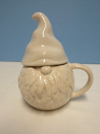 Adorable Stoneware Gnome Figure Covered Handled Mug