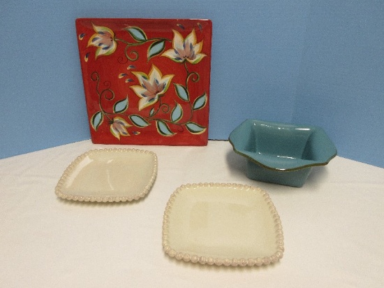4 Piece - Southern Living At Home Tuscan Turquoise Everyday 9 3/4" Square Baker