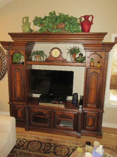 Italian Neoclassical Stylized Media Center Lighted Console Cabinet