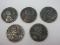 Five 1943 Lincoln Steel Wheat Penny Cent Coins