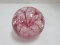 Stunning Hand Blown Elwood Paperweight Pink & Mauve Flower w/ Controlled Bubbles Design