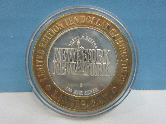 .999 Fine Silver Collectors Series Babe Ruth New York New York Hotel & Casino Ten Dollar Token