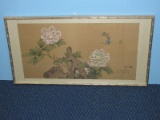 Striking Peonies & Butterflies Original Artwork Hand Painted on Silk