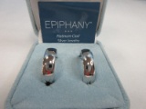Epiphany Platinum-Clad Silver Jewelry Pair Classic Hoop Pierced Earrings in Original Gift Box
