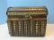 Decorative Old World Stylized Chest Box Simulated Leather & Tin Metal Accent Design