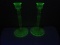 Scarce Find Pair Depression Topaz Vaseling Glass 9
