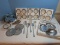 Group - 12 Crystal & Silverplate Rim Coaster/Ashtray Set 4 Per Box
