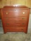 Antique Pine Bureau 4 Drawer Dovetail Chest of Drawers w/ Backsplash