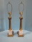 Pair - Vintage Mid-Century Neoclassical Grecian Columns Brass Tone Columns & Marble