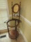 Wonderful Victorian Era Style Barley Twist Wash Basin Stand w/ Oval Frame Mirror