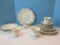 24 Pieces - Minton Bone China Bellemeade Pattern Blue Floral Inner Platinum Ring Dinnerware