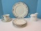9 Pieces - Minton Bone China Bellemeade Pattern Blue Floral Inner Platinum Ring Dinnerware