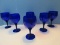 Set - 6 Cobalt Glass Hand Blown Iced Tea 6 3/8