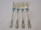 4 Pieces - Classic Towle Sterling Old Master Pattern 1942 Glossy Finish Forks