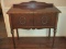 Stylish Antique Walnut Sheraton Style Side Server Buffet Floral Swag Backsplash