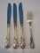 4 Pieces - Classic Towle Sterling Old Master Pattern 1942 Glossy Finish Pierced Salad Fork 6 3/8