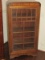 Walnut Art Deco Style Curio Cabinet/Bookcase w/ Fretwork Design Glass Pane Door