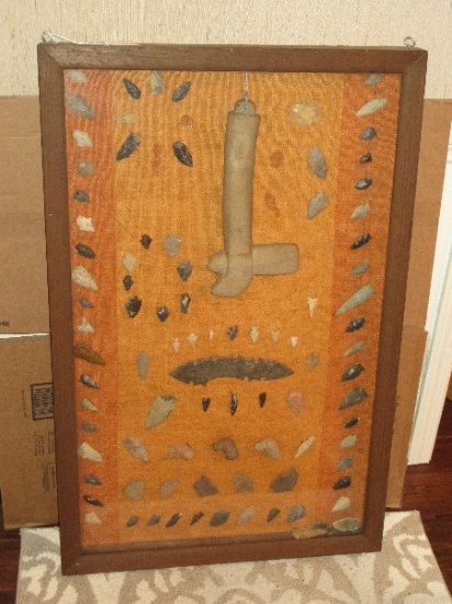 Phenomenal Rare Find Collection Native American Indian Artifacts in Shadow Box Frame